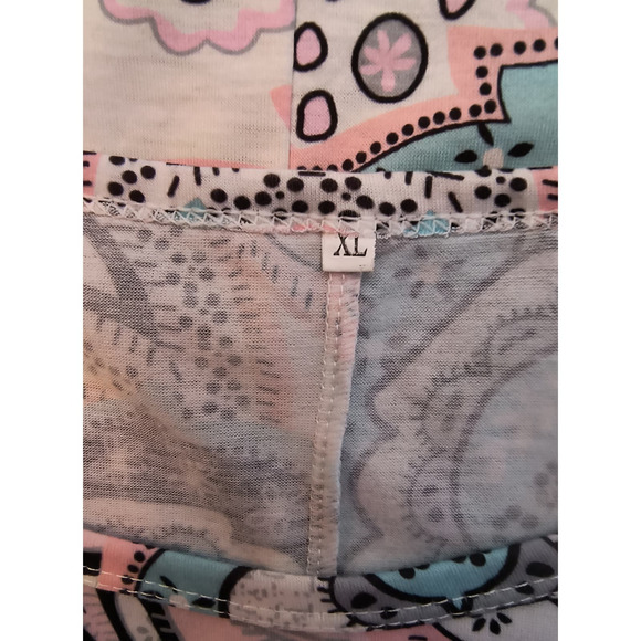 Woman's Sleeveless Tunic top Size XL Multicolor Shark Bite Hem Pullover Tee - Picture 2 of 10